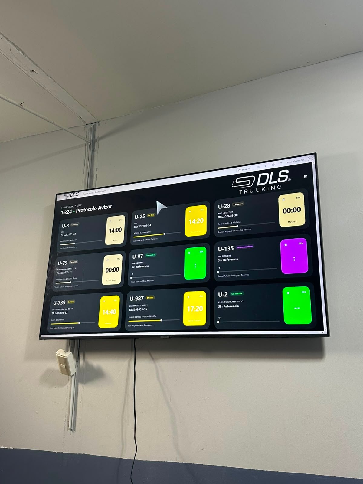 Interfaz implementada en DLS Trucking