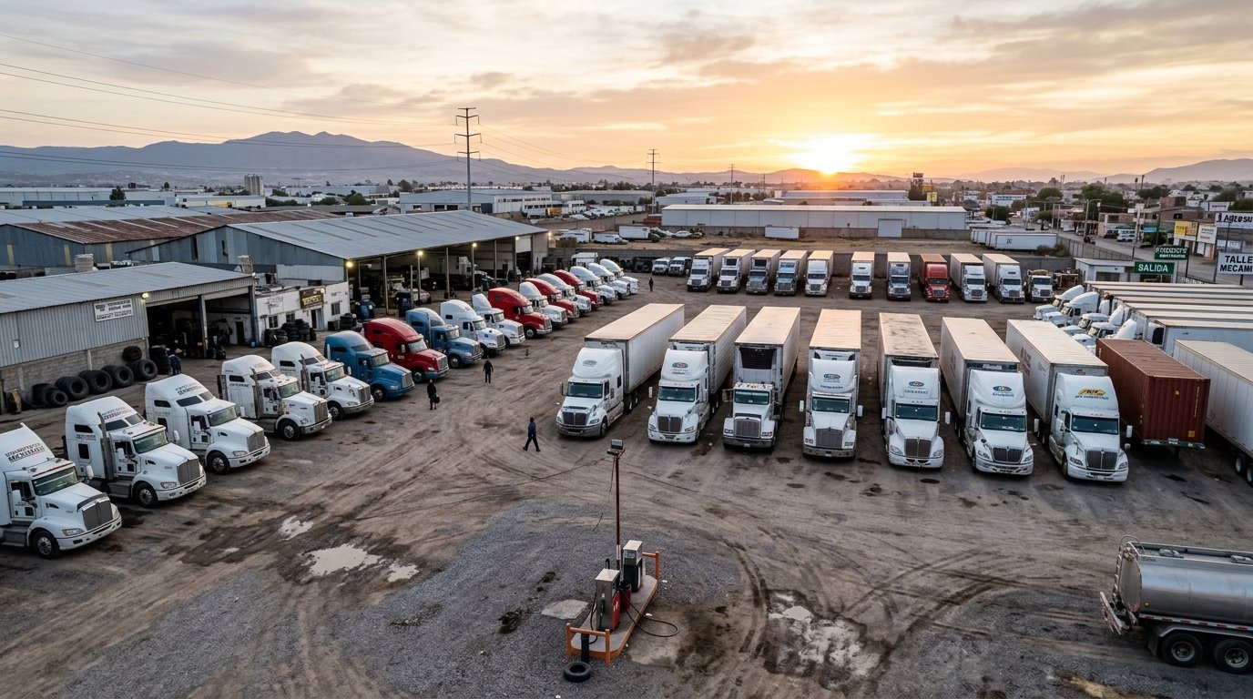 Patio de unidades y transporte AVIZIFY al amanecer